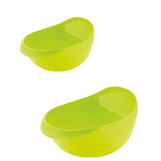 Deals, Discounts & Offers on  - DDecora Water Strainer or Washer Bowl for Rice Vegetable & Fruits Rice Bowl Pack of 2, Light Green