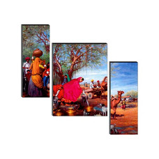 Deals, Discounts & Offers on  - SAF 6MM Rajasthani Village Panel Painting(SANFJM1286) SANFJM1286