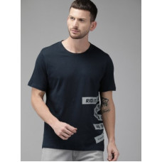 Deals and Offers on - RoadsterMen Typography Round Neck Pure Cotton Dark Blue T-Shirt Deals, Discounts & Offers on - RoadsterMen Typography Round Neck Pure Cotton Dark Blue T-Shirt