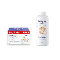 Deals, Discounts & Offers on Baby Care - Bumtum Paraben Free Baby Soap (4N x 50 Gram) & Baby Talc Powder (200 Gram) Combo