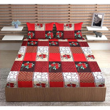 Deals, Discounts & Offers on  - URBAN MAGIC 100% Microfiber Printed Red Double Bedsheet with 2 Pillow Covers, Size - 215 x 210 cm, Pack of 1