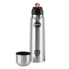 Deals and Offers on - Cello Flipstyle Stainless Steel Vacuum Insulated Flask 1000ml| Hot and Cold Water Bottle with Flip lid | Double Walled Silver Bottle Deals, Discounts & Offers on - Cello Flipstyle Stainless Steel Vacuum Insulated Flask 1000ml| Hot and Cold Water Bottle with Flip lid | Double Walled Silver Bottle