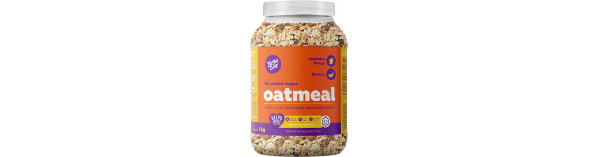 Yogabar No Added Sugar Oatmeal 1kg - with Alphonso Mango, Chia Seeds and  Real Fruits & Berries 