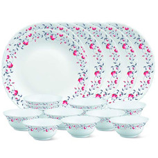 Deals and Offers on - Larah by Borosil Glass PentasThali Set (White) - 18 Pieces Deals, Discounts & Offers on - Larah by Borosil Glass PentasThali Set (White) - 18 Pieces