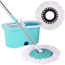 Deals, Discounts & Offers on Home Improvement - Zureni Bucket Quick Spin Mop with 2 Microfiber Wet Dry Mophead Floor Cleaning pocha Extendable Handle Removable Wringer 360 Floor Cleaner Mopping Set (Random Colour)