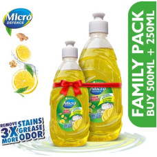 Deals, Discounts & Offers on  - MicroDefence Dish Wash Liquid|Remove 3X Oil & Fat|Suitable in Hard Water|Baby,Pet & Skin Safe Dish Cleaning Gel(Lemon & Ginger, 750 ml)