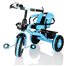 Deals, Discounts & Offers on  - Amardeep and Co Baby Tricycle Brendon Blue with Cushion Seat 2-5 Years with Large Basket, Arm Rest and Safety Belt