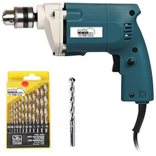 Deals, Discounts & Offers on  - WONDERCUT Wc-Ed-10-B-Cmb Drill Machine 10Mm With Free 13Pcs Hss Drill Bits & 1Pc Masonary Bit Combo, Blue