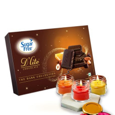 Deals, Discounts & Offers on  - Sugar Free D'lite The Dark Collection Assorted Chocolate Gift Pack 120gm With set of 3 premium scented candle jars