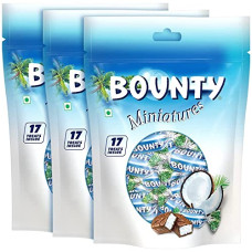 Deals, Discounts & Offers on  - Bounty Miniatures Coconut Filled Chocolate, 510g (170g x 3 Pack)