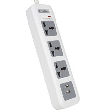 Deals, Discounts & Offers on Electronics - FatCherry 3+1 Extension Board with 2 USB Wire Length 2 Meters (White)