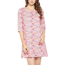 Deals, Discounts & Offers on Women - Clovia Women's Cotton Floral Print Short Nightdress in Purple