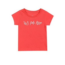 Deals, Discounts & Offers on  - [Size 6 Months-12 Months] U.S. POLO ASSN. Girls Red Crew Neck Embroidered Logo T Shirt