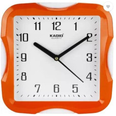 Deals, Discounts & Offers on  - Kadio Analog 20 cm X 20 cm Wall Clock (Orange, with Glass, Standard)