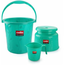 Deals, Discounts & Offers on  - cello Petal Bathroom Set of 3 Pcs, Small 18 L Plastic Bucket(Green)