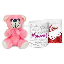 Deals, Discounts & Offers on  - Hot Muggs Tweets Mug with Teddy & Card,315 ml (#Sweet)