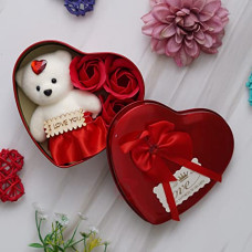 Deals, Discounts & Offers on  - eCraftIndia Heart Shaped Valentine's Day Gift Box with I Love You Message, White Teddy Bear, and 3 Red Roses- Gift for Husband, Wife, Girlfriend, Boyfriend - Suitable