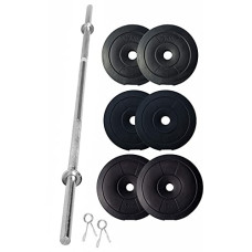 Deals and Offers on - FitBox Sports Home Gym - W/A Barbell Rod & Weigth Plates 20kg (2kg x 2 + 3kg x 2 + 5kg x 2), Black (9506) Deals, Discounts & Offers on - FitBox Sports Home Gym - W/A Barbell Rod & Weigth Plates 20kg (2kg x 2 + 3kg x 2 + 5kg x 2), Black (9506)