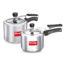 Deals and Offers on Cookware - Prestige 3L+2 Litres Nakshatra inner Lid Aluminium combo Pressure Cooker with 2 Lids | Silver Deals, Discounts & Offers on Cookware - Prestige 3L+2 Litres Nakshatra inner Lid Aluminium combo Pressure Cooker with 2 Lids | Silver
