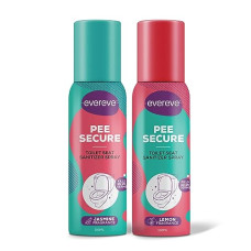 Deals, Discounts & Offers on  - Evereve Pee Secure Toilet Seat Sanitizer Spray Combo, Pack of 2, 100ml, Lemon & Jasmine flavour, Reduces the risk of UTI & Other infections, Anti-Odour & Germ Killing Toilet spray, Kills 99.9% Germs