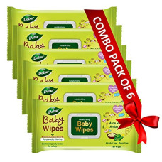 Deals, Discounts & Offers on Baby Care - Dabur Baby Wipes: Soft Moisturizing Wet Wipes enriched with Aloe Vera & Amba Haldi | No Parabens & Phthalates - 80 Wipes X Pack of 6