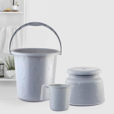 Deals, Discounts & Offers on  - Cello Petal Bathroom Set | Sturdy and Durable | Lightweight and Rigid | Easy to Clean and Attractive Design | Small Set of 3, Light Grey
