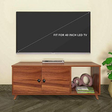 Deals, Discounts & Offers on Furniture - Klaxon Engineered Wood, Matt Finish Ibizza TV Unit/Display Storage Cabinet Rack with Decor Shelf (Asian Walnut, Set of 1)