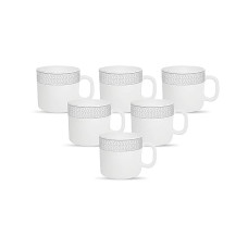Deals and Offers on - La Opala Diva, Velvett Collection, Opal Glass Coffee Mug Set Regular 6 pcs, Stella Grey, White Deals, Discounts & Offers on - La Opala Diva, Velvett Collection, Opal Glass Coffee Mug Set Regular 6 pcs, Stella Grey, White