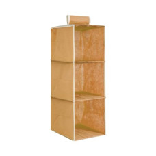 Deals and Offers on - PrettyKrafts Hanging 3 Shelves Wardrobe Organiser - Beige Deals, Discounts & Offers on - PrettyKrafts Hanging 3 Shelves Wardrobe Organiser - Beige