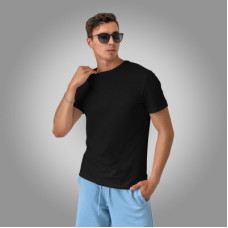 Deals and Offers on - FTXMen Solid Round Neck Polyester Black T-Shirt Deals, Discounts & Offers on - FTXMen Solid Round Neck Polyester Black T-Shirt