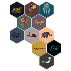 Deals, Discounts & Offers on  - RAG28 Motivational Wooden Wall Decor (SPW3, Multicolour, Large) - Set of 11
