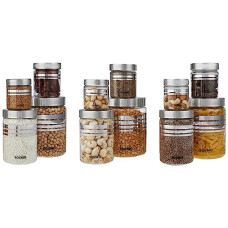 Deals, Discounts & Offers on  - Amazon Brand - Solimo - Silverline Set of 12 Jars with Steel Cap - 100% Food Grade, Airtight, Leak Proof