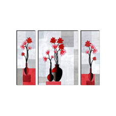 Deals, Discounts & Offers on  - SAF UV Textured Flower Print Framed Painting Set of 3