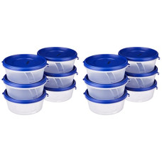 Deals, Discounts & Offers on  - Amazon Brand - Solimo Nestable & Stackable Polypropylene Container Set, Round, 500 ml, Set of 12, Blue