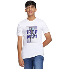 Deals, Discounts & Offers on  - [Size 7 Years-8 Years] Lil Tomatoes Boys Regular Fit Iron Man Printed Round Neck Cotton T-Shirt White