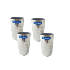 Deals, Discounts & Offers on  - Neelam Stainless Steel 7 22G Diamond Thums Up Glass, Set Of 4, 300 Ml, Silver