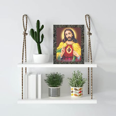 Deals, Discounts & Offers on  - Indianara Jesus Christ Framed wall Painting with Table Top 2229TTMGY (8 ix 6 inch) -WITH FRAME & GLASS