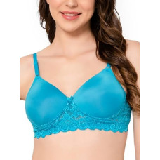 Deals, Discounts & Offers on Women - Clovia Women's Polyamide Solid Padded Full Cup Wire Free T-Shirt Bra - Light Blue