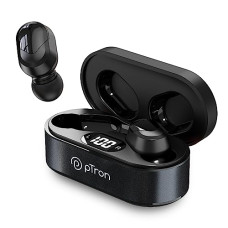 Deals and Offers on Headphones - pTron Bassbuds Plus in-Ear TWS Earbuds with HD Mics, Bluetooth 5.0 Headphones with Immersive Sound, Stereo Calls, 28Hrs Playtime, Voice Assist Ready, IPX4 Water Resistant & Fast Charge (Pearl Black) Deals, Discounts & Offers on Headphones - pTron Bassbuds Plus in-Ear TWS Earbuds with HD Mics, Bluetooth 5.0 Headphones with Immersive Sound, Stereo Calls, 28Hrs Playtime, Voice Assist Ready, IPX4 Water Resistant & Fast Charge (Pearl Black)