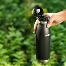Deals, Discounts & Offers on  - Cello Duro Jet Double Walled, Duro Tuff Steel Series, Vacusteel Water Flask with Durable DTP Coating,900 ml, Black