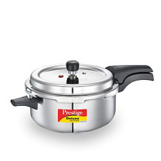 Deals and Offers on Cookware - Prestige 5L Deluxe Alpha Svachh stainless steel Pressure Cooker|Outer lid|Ideal for 5-7 persons|Deep lid Deals, Discounts & Offers on Cookware - Prestige 5L Deluxe Alpha Svachh stainless steel Pressure Cooker|Outer lid|Ideal for 5-7 persons|Deep lid