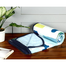 Deals, Discounts & Offers on  - BSB HOME Pure Cotton 120 GSM Reversible Soft Lightweight Printed Single Bed Blanket/AC Dohar/Skin Friendly Dohar-152 x 225 cm-Blue Green & Yellow