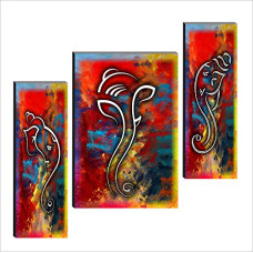 Deals, Discounts & Offers on  - SAF 6MM Ganesha Set of 3 Panel Digital Reprint 12 inch x 18 inch Painting SANFJM1001