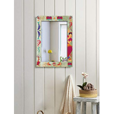 Deals, Discounts & Offers on  - 999STORE Printed Mirror face Small Hanging Mirror Traditional Dance Patten washroom Bathroom Small Wall Mirror (MDF_14X20 Inches) MirrorSMP365