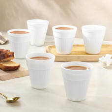 Deals, Discounts & Offers on  - Larah by BOROSIL 6 Pcs Tea/Coffee Opalware Kulad Set, 100 ml Each, Microwave & Dishwasher Safe, Bone-Ash Free, Crockery Set Ideal