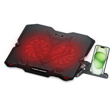 Deals, Discounts & Offers on Laptop Accessories - Ant Esports NC150 Ultra Slim and Sturdy Portable Laptop Cooling Pad with 2 * 1 125mm Red LED Fan, Anti Skid 5 Height Adjustable Stand, 2 USB Ports with Phone Holder- Supports 10-15.6 Inch Laptop