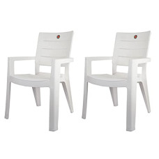 Deals, Discounts & Offers on Furniture - Cello Jordan Plastic High Back Armchair, Set of 2(White)