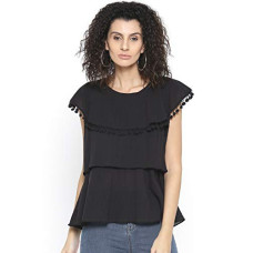 Deals and Offers on Women - Style Quotient Women Black Solid Layered A-Line Top-Black Deals, Discounts & Offers on Women - Style Quotient Women Black Solid Layered A-Line Top-Black