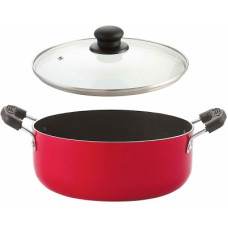 Deals, Discounts & Offers on  - NIRLON Nonstick Coated Large Biryani Pot 24 cm, with Bakelite Handle and Glass Lid Cook and Serve Casserole(3.1 ml)