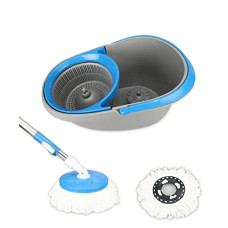 Deals and Offers on Home Improvement - Frestol Plastic Spin Mop Bucket With 2 Refils-360 Degree Cleaning- Grey/Blue Deals, Discounts & Offers on Home Improvement - Frestol Plastic Spin Mop Bucket With 2 Refils-360 Degree Cleaning- Grey/Blue